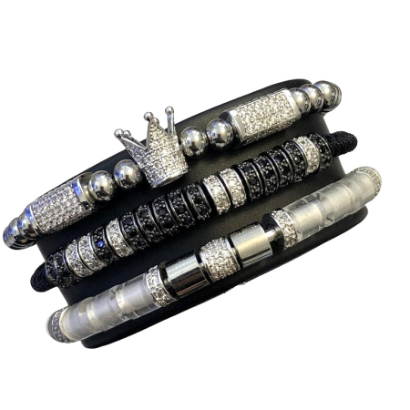 SETURI SILVER - Set 3 Bratari Brooks Silver Zircon Crowns