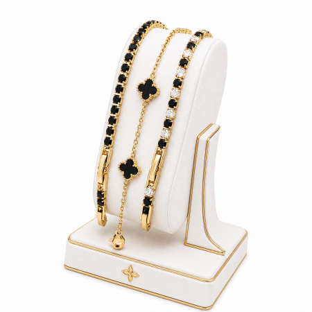 BRATARI LUXURY - Set 3 Bratari Gold Tennis Alhambra 2.5 MM / 20 CM