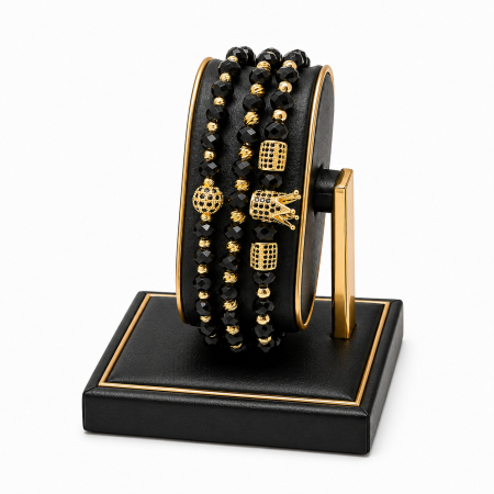BRATARI LUXURY - Set 3 Bratari GoldBlack Crown