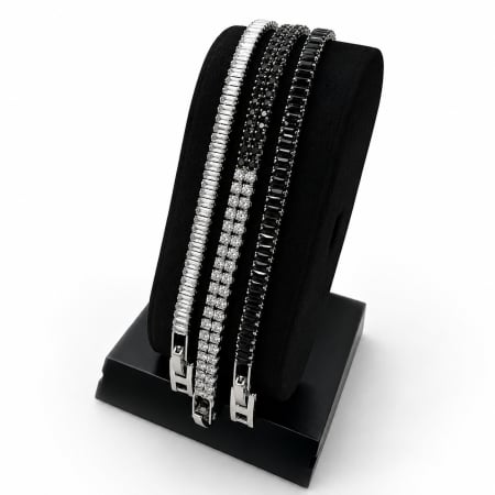 BRATARI BARBATI - Set 3 Bratari Tennis Black&White Diamonds