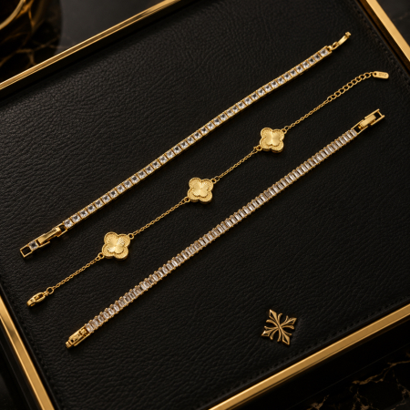 Set 3 Bratari Tennis Gold 3 MM / 19 CM [2]