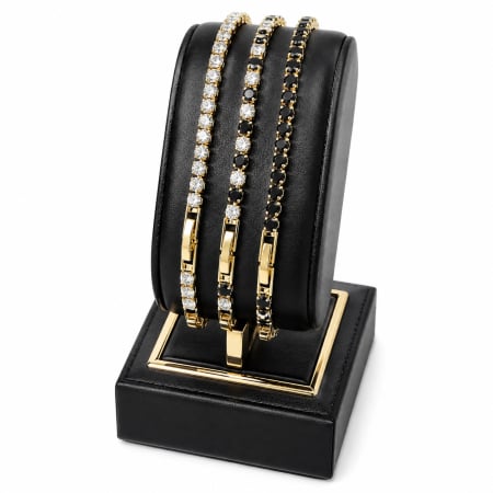 BRATARI LUXURY - Set 3 Bratari Tennis GoldBlack 3 MM