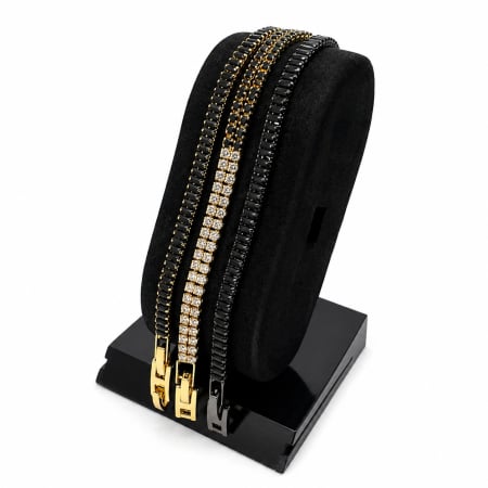 BRATARI BARBATI - Set 3 Bratari Tennis GoldBlack Diamonds
