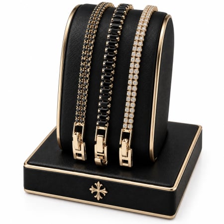 BRATARI LUXURY - Set 3 Bratari Tennis GoldBlack Luxury