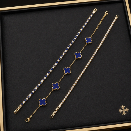 Set 3 Bratari Tennis Imperial Blue Gold [2]