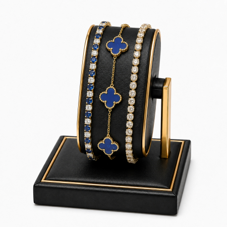 SETURI BRATARI - Set 3 Bratari Tennis Imperial Blue Gold
