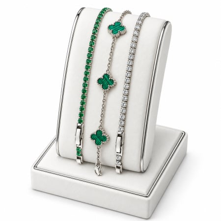 BRATARI LUXURY - Set 3 Bratari Tennis Royal Green