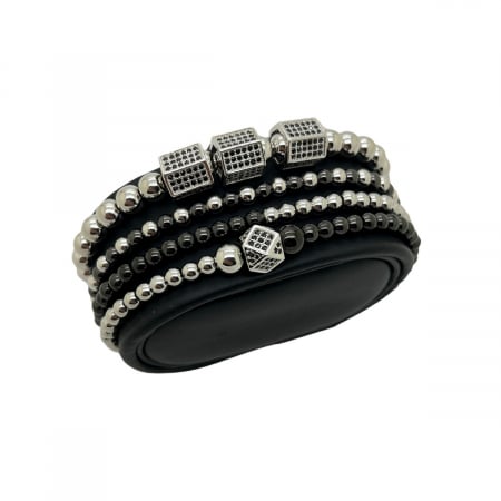 SETURI SILVER - Set 4 Bratari Brooks BlackSilver Hexander