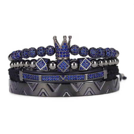 SETURI FULL BLACK - Set 4 Bratari Brooks Blue Imperial Zircon BLACK