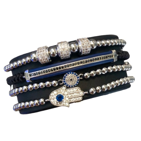 SETURI SILVER - Set 4 Bratari Brooks Blue Zepphir Crystals