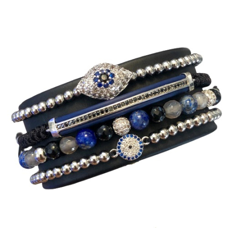 SETURI SILVER - Set 4 Bratari Brooks Blue Zircon Edition