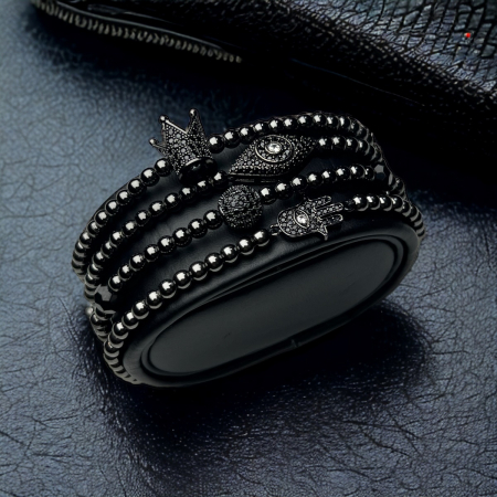 SETURI FULL BLACK - Set 4 Bratari Brooks Full Black Elements