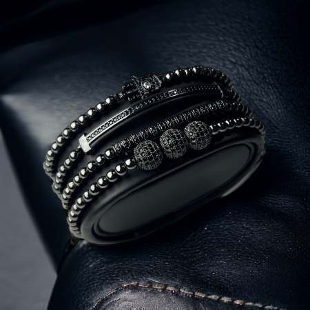 SETURI FULL BLACK - Set 4 Bratari Brooks Full Black MicroDiamonds