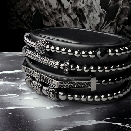 Set 4 Bratari Brooks Full Black Stacks [1]