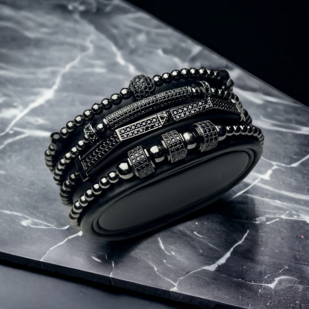 SETURI FULL BLACK - Set 4 Bratari Brooks Full Black Stacks