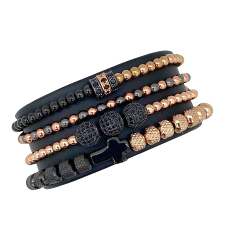 Set 4 Bratari Brooks RoseGold And Black Art [0]