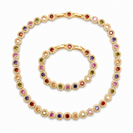 COLIERE - Set Angelic Rainbow Diamonds 10 MM Gold