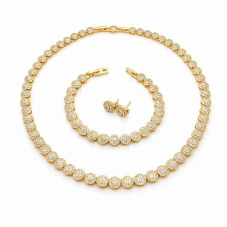 BIJUTERII DAMA - Set Bijuterii Angelic Gold Diamonds 8 MM 14K