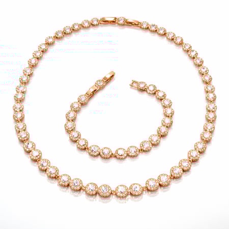 BIJUTERII DAMA - Set Angelic Rose Gold Diamonds 8MM AAA+ Quality