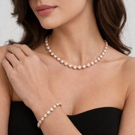 Set Angelic Rose Gold Diamonds 8MM AAA+ Quality [1]