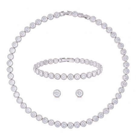 BIJUTERII DAMA - Set Bijuterii Angelic Silver Diamonds 6MM