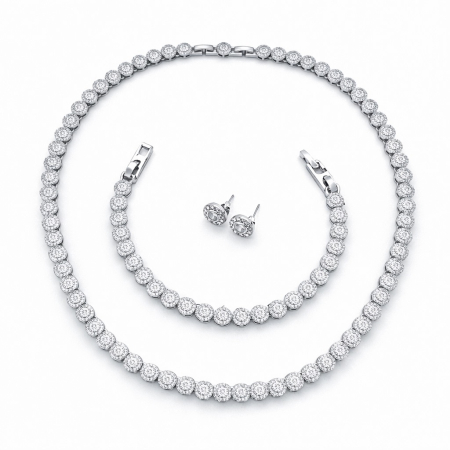 BIJUTERII DAMA - Set Bijuterii Angelic Silver Full Diamonds 8 MM