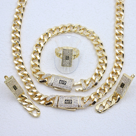 COLIERE INOX - Set Bijuterii Monaco Gold Plated 14K 8MM