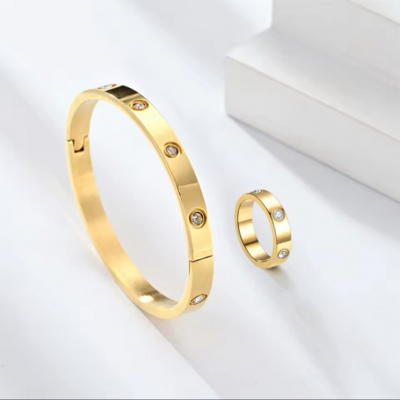Set Bratara-Inel Brooks Gold Bangle Diamonds [2]