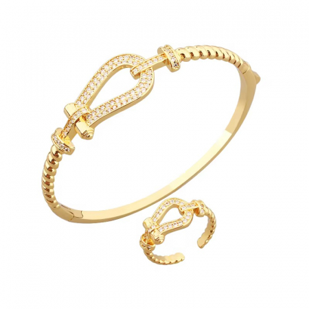 BRATARI - Set Bratara-Inel Gold Anchor Diamonds