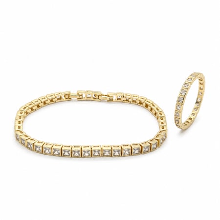 BRATARI LUXURY - Set Bratara-Inel Tennis Gold 14K
