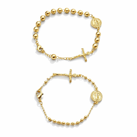BIJUTERII DAMA - Set Bratari Cuplu Gold Rosary