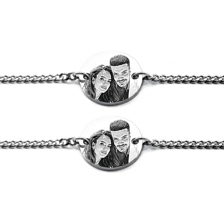 BRATARI PERSONALIZATE - Set Bratari Cupluri Cu Poza Voastra Argintiu