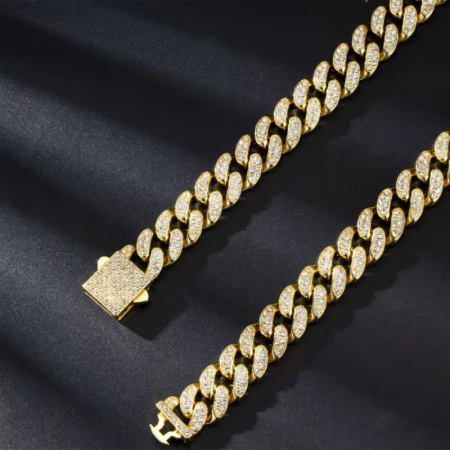 Set Brooks Cuban Gold Full Diamonds 10 mm [1]