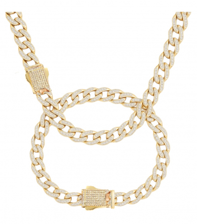 LANTURI - Set Brooks Cuban Gold Full Diamonds 10 mm