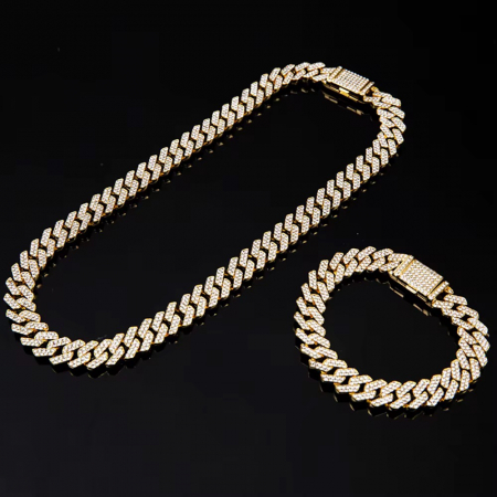 Set Brooks Cuban Gold Full Diamonds 8mm [1]