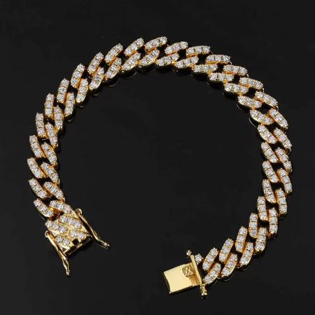 Set Brooks Cuban Gold Full Diamonds 8mm [3]