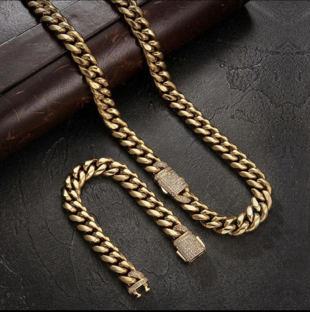 Set Brooks Cuban Gold Woman Design 18K Plated [1]