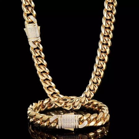 Set Brooks Cuban Gold Woman Design 18K Plated [1]