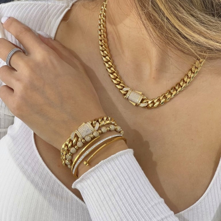 BIJUTERII DAMA - Set Brooks Cuban Gold Woman Design 18K Plated