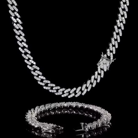 Set Brooks Cuban Silver Woman Full Diamonds [5]