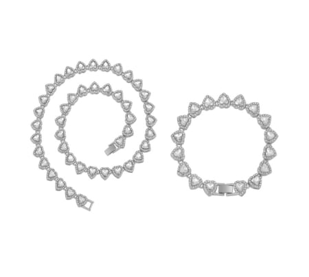 BRATARI - Set Colier Bratara Angelic Hearts Diamonds 8 MM