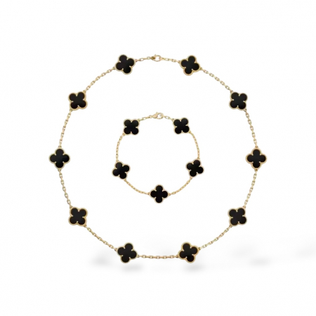 COLIERE - Set Colier-Bratara Dama Gold Black Alhambra