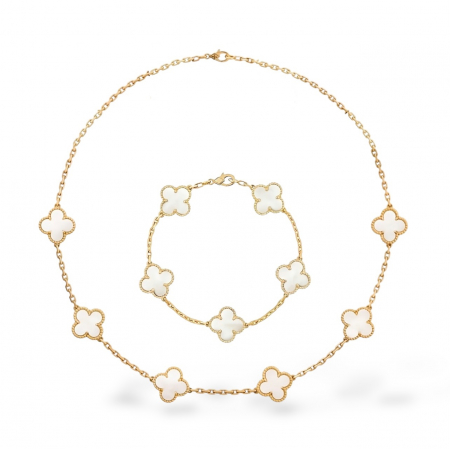 COLIERE - Set Colier-Bratara Dama Gold White Alhambra