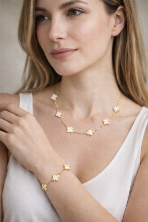 Set Colier-Bratara Dama Gold White Alhambra [1]