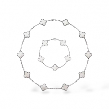COLIERE - Set Colier-Bratara Dama Silver White Alhambra