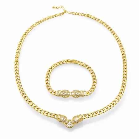 BRATARI CRISTALE - Set Colier-Bratara Gold Gatopardo