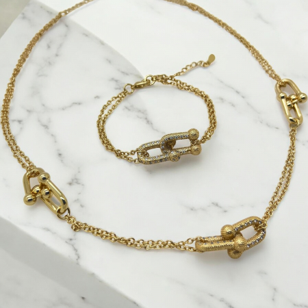 Set Colier-Bratara Gold T-Design Diamonds [2]