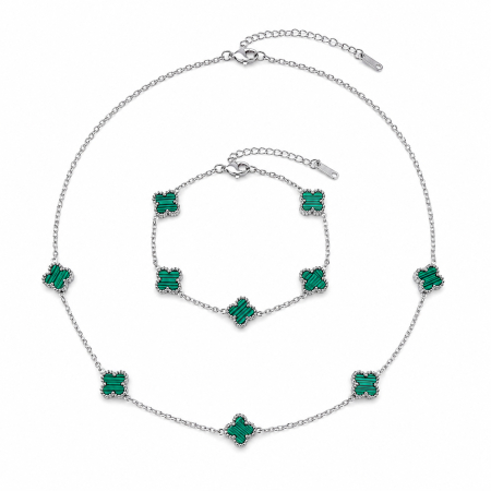 BIJUTERII DAMA - Set Colier-Bratara Green Alhambra Waterproof