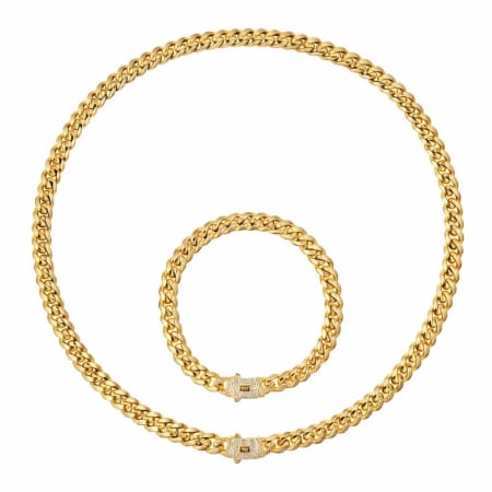 BIJUTERII DAMA - Set Colier-Bratara Monaco Placat 18K / 8 MM