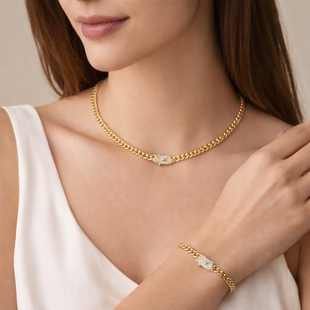 Set Colier-Bratara Monaco Placat 18K / 8 MM [1]